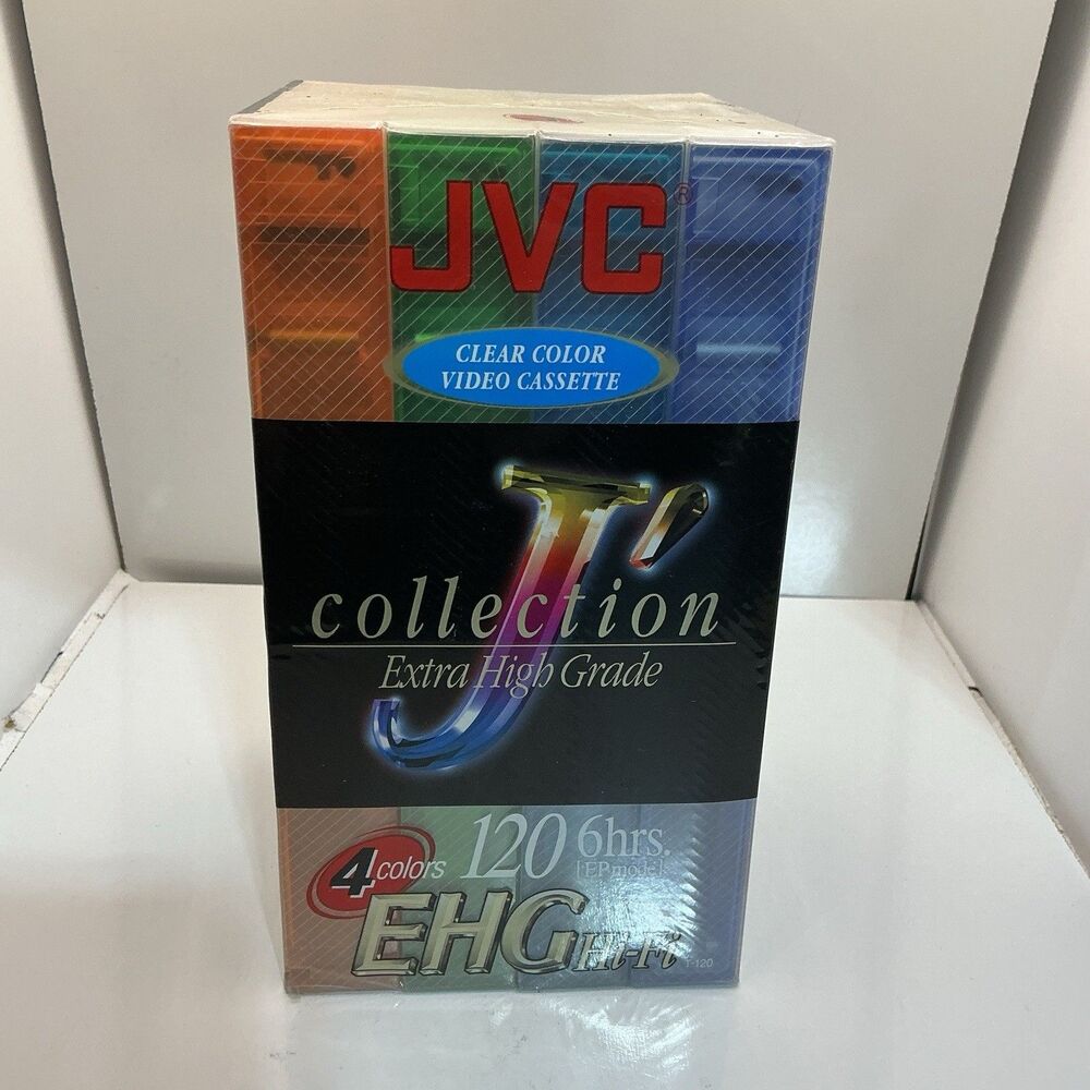 SEALED 4 Pack JVC EHG VHS Clear Color Video Cassettes J Collection Transparent